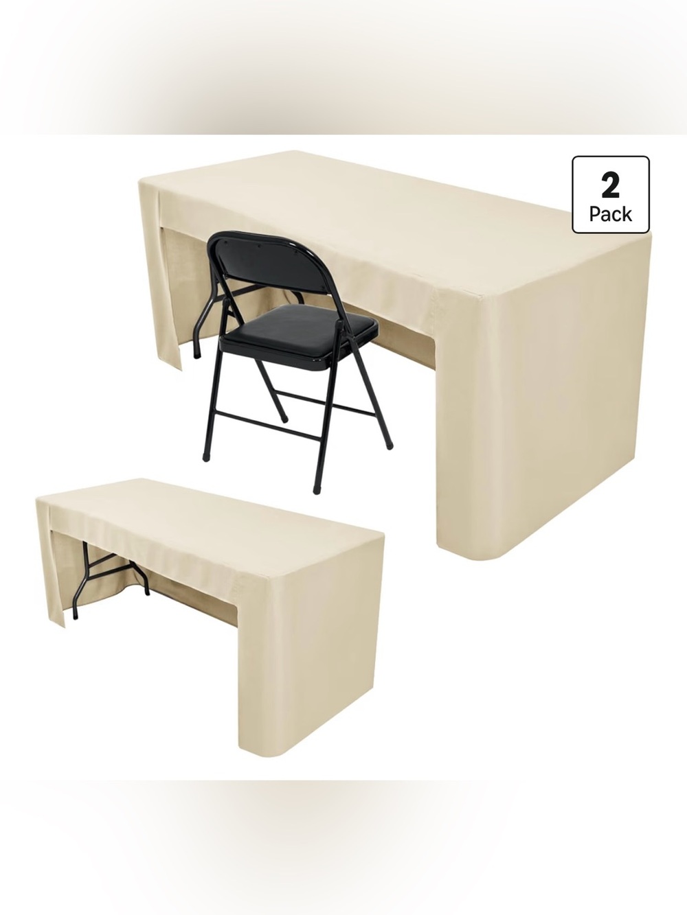 NWT 🆕 Beige (Cream) Tablecloths For 6 Ft Rectangle Table With Open Back 🌼 2 pack